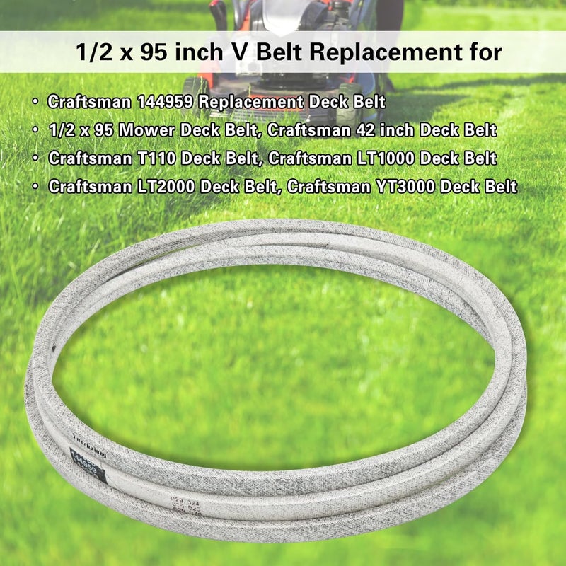 Dofank 532144959 Deck Belt Kevlar for 144959 Craftsman Deck Belt, Craftsman 42 inch Riding Mower LT1000, LT2000, YT3000, DYT4000, Replaces 130801, 160855, 138255, 532138255 - Aramid Cord, 1/2'' x 95'' - Image 3